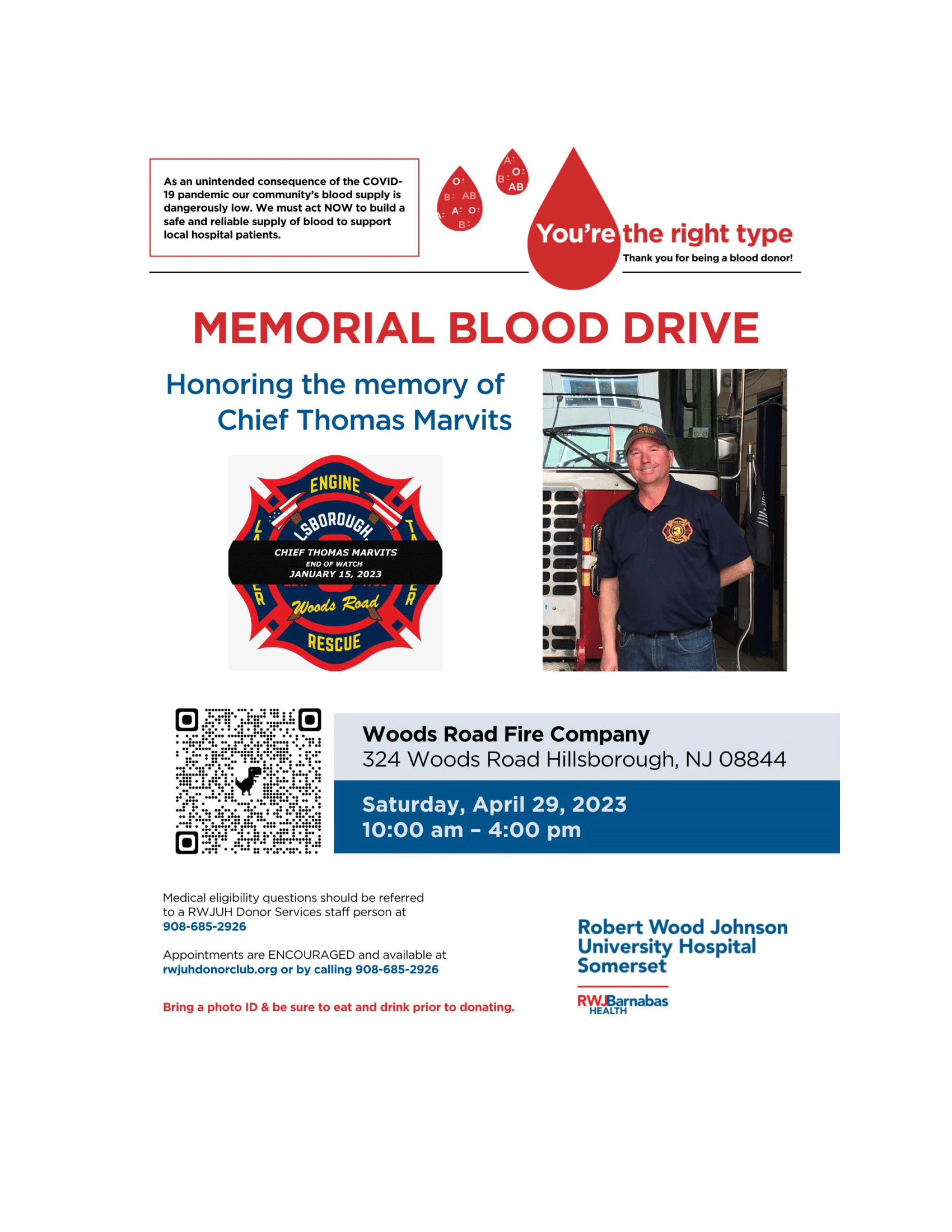 Blood Drive in Memory of Chief Marvits 1