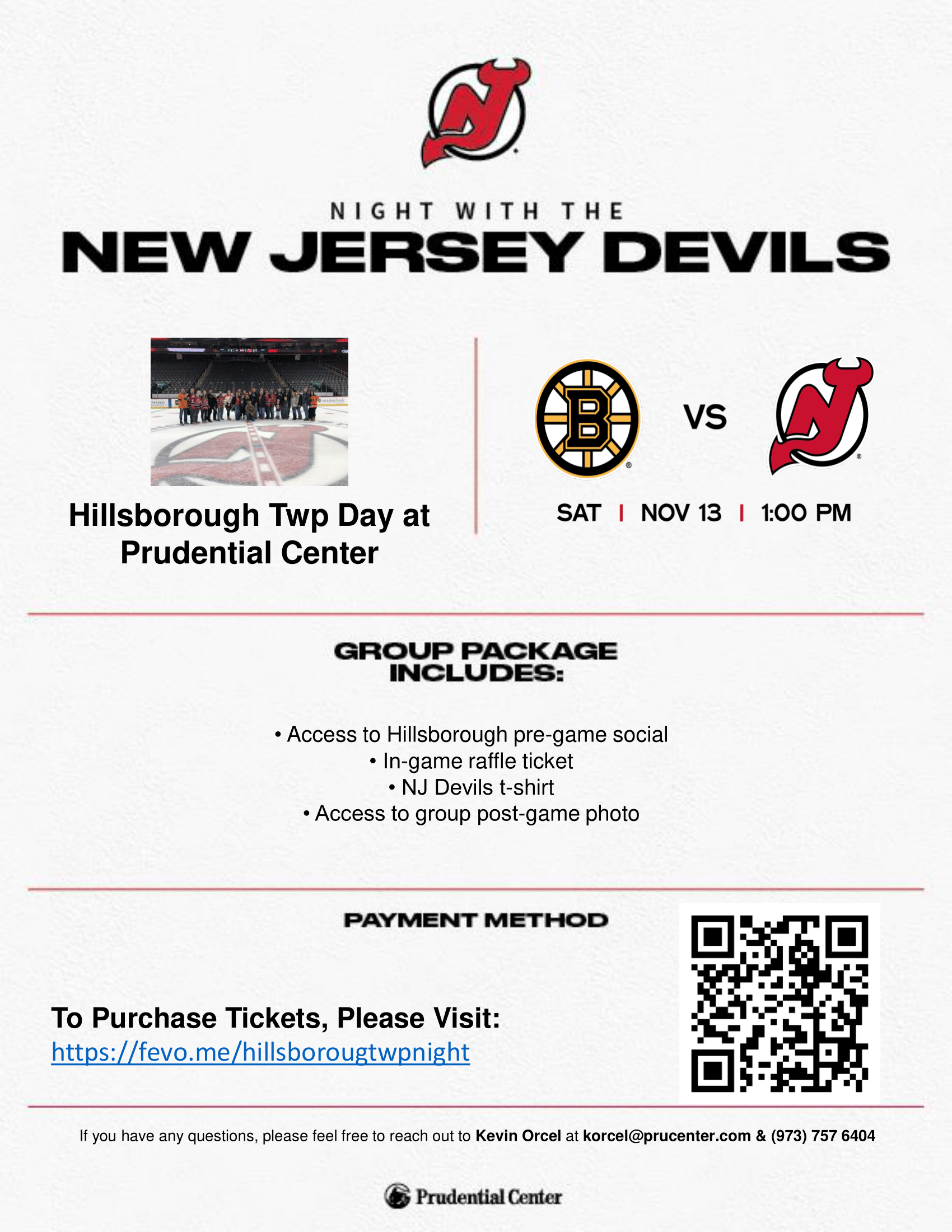 Sign Up for Hillsborough Township Day at NJ Devils Hockey Game Nov. 13